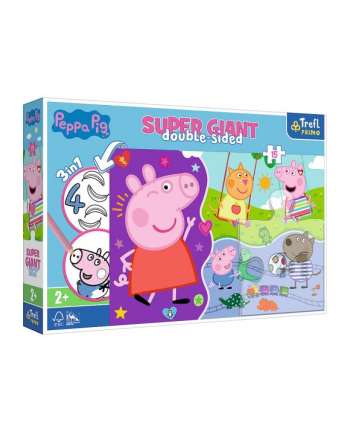 Puzzle dwustronne 15el SUPER GIANT 3w1 Poznaj wesołą Świnkę Peppę. Peppa Pig 42003 Trefl