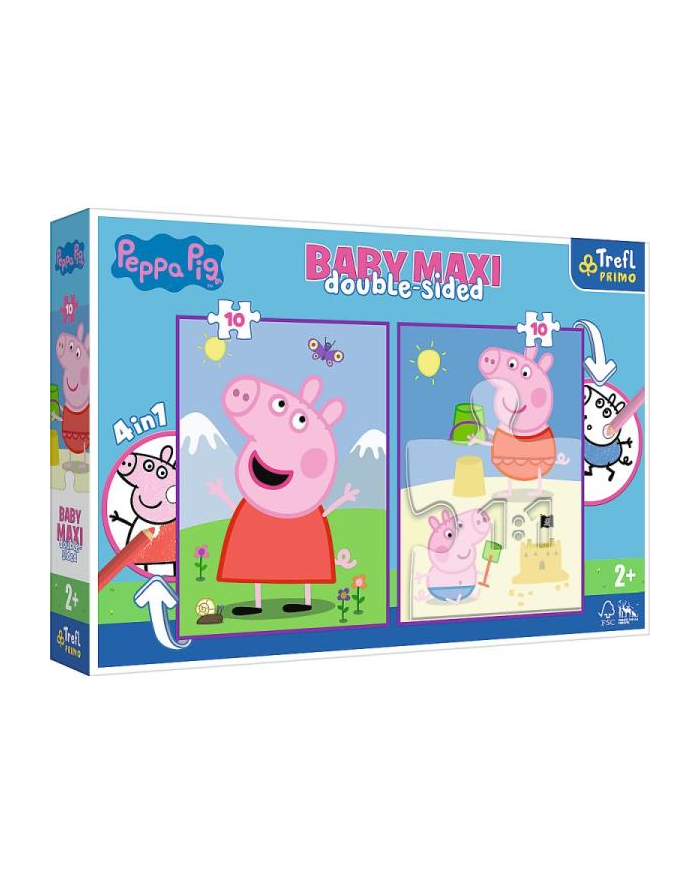 Puzzle dwustronne 2x10el BABY MAXI 4w1 Pogodny dzień Peppy. Peppa Pig 43001 Trefl główny