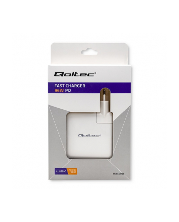 qoltec Ładowarka sieciowa FAST 96W | 5-20V | 3-4.7A | USB C PD | Biała