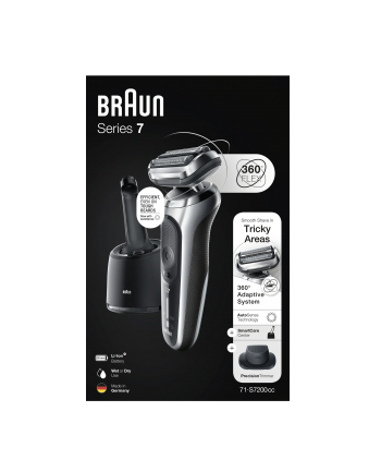 Braun Shaver 71-S7200cc	 Operating time (max) 50 min, Wet & Dry, Silver/Black