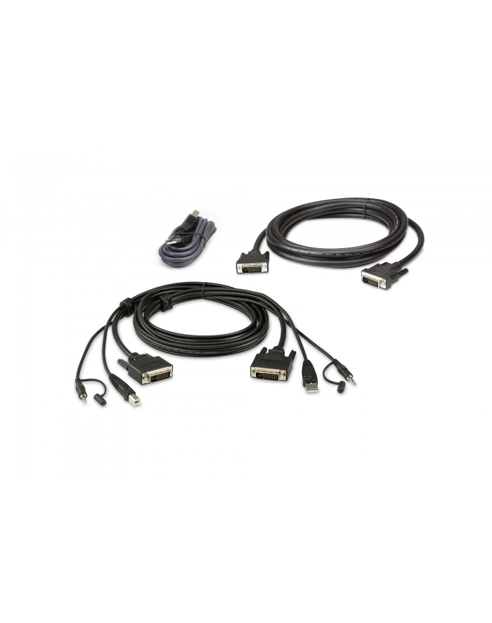 ATEN  KABEL KVM  2L-7D02UDX3, [1X ZŁĄCZE MĘSKIE DVI-D, ZŁĄCZE MĘSKIE USB 2.0 A, ZŁĄCZE MĘSKIE JACK 3,5 MM - 1X ZŁĄCZE MĘSKIE DVI-D, ZŁĄCZE ŻEŃSKIE USB główny