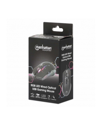 MANHATTAN Gamingowa Mysz Optyczna USB 7200dpi z Podświetlaniem LED RGB
