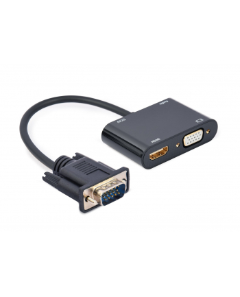 gembird Konwerter sygnału VGA do HDMI + VGA czarny, 15 cm