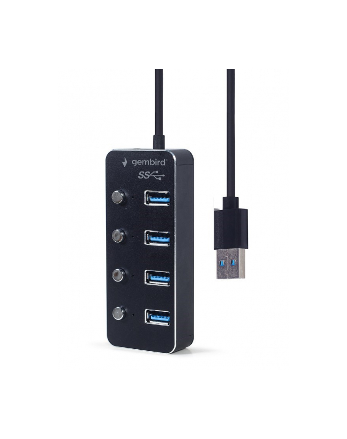 GEMBIRD 4-portowy HUB USB 3.1 Gen 1 z przełącznikami czarny główny