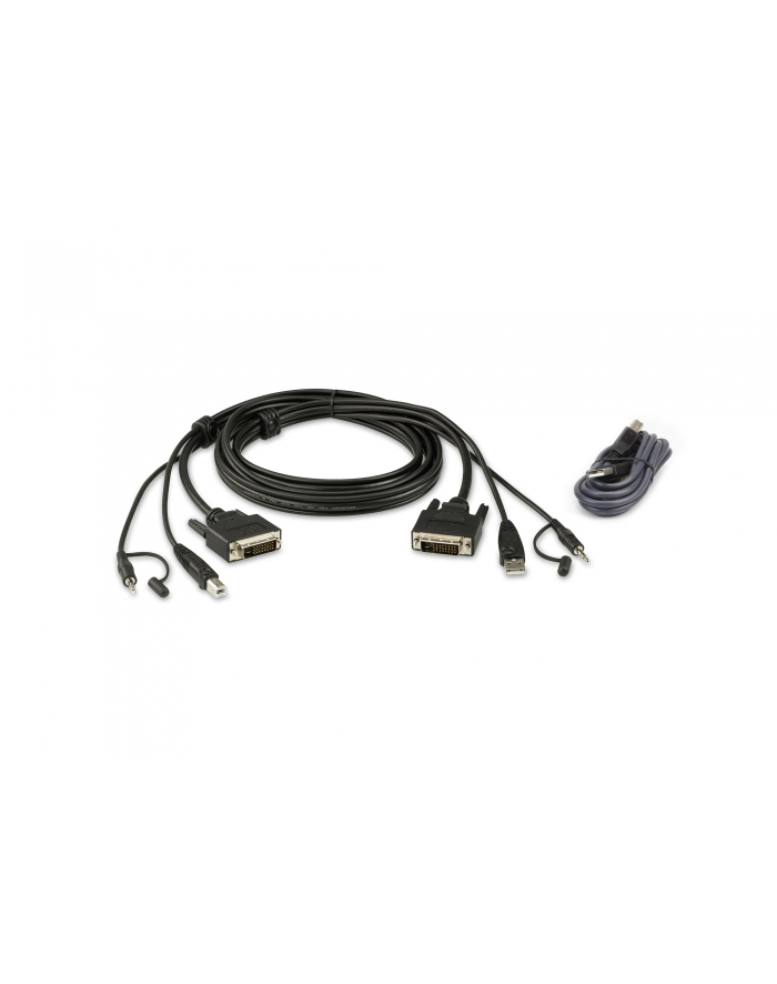 ATEN KABEL KVM  2L-7D02UDX2, [1X ZŁĄCZE MĘSKIE DVI-D, ZŁĄCZE MĘSKIE USB 2.0 A, ZŁĄCZE MĘSKIE JACK 3,5 MM - 1X ZŁĄCZE MĘSKIE DVI-D, ZŁĄCZE ŻEŃSKIE USB główny