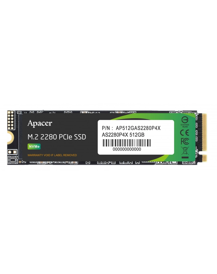 Dysk SSD Apacer AS2280P4X 512GB M.2 PCIe NVMe Gen3 x4 2280 (2100/1700 MB/s) główny