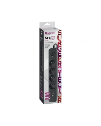 Listwa zasilająca Defender SFS 133 1,5 m, 4 gniazda, 3x USB