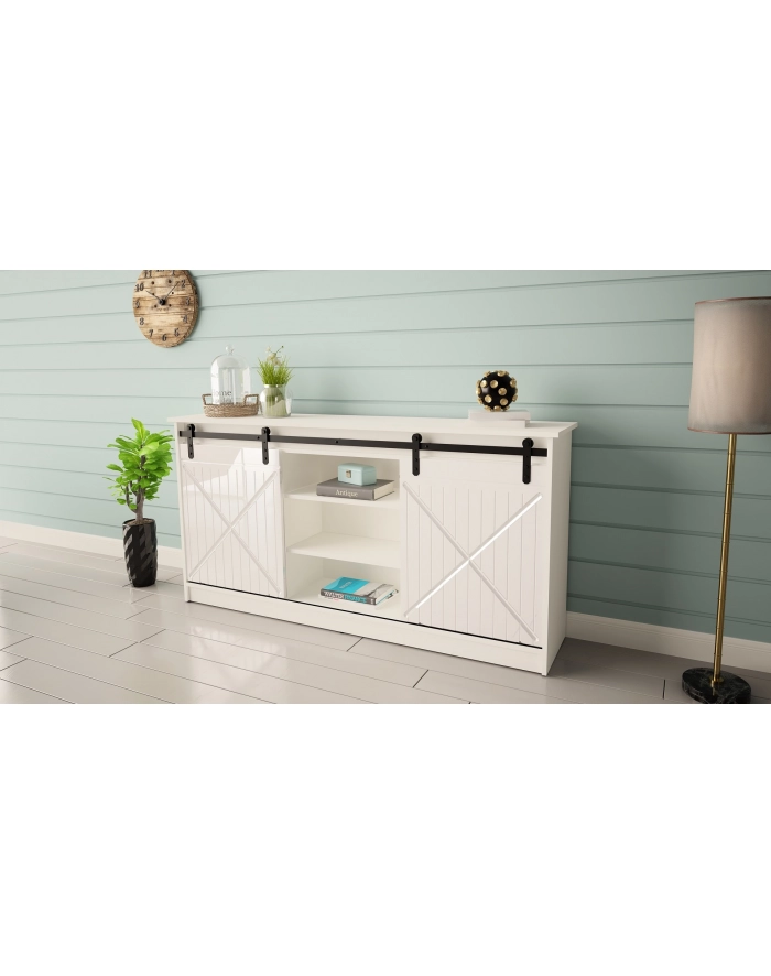 cama meble Komoda 160x80x35 GRANERO biały/biały połysk główny