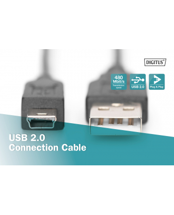 Kabel USB DIGITUS 2.0 A/M - mini B/M, 1,8m czarny nr 2