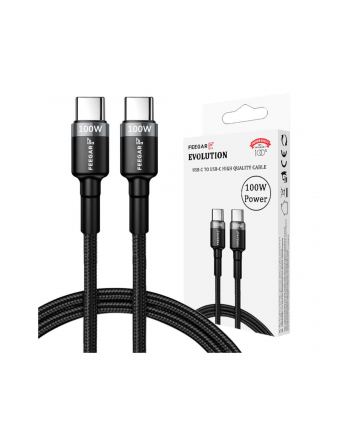 Kabel USB 3.0 Feegar Evolution FEE-01901 USB-C nylonowy 100W QC 3.0 1m czarno-szary