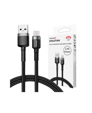 Kabel USB 3.0 Feegar Evolution FEE-01902 USB-A – microUSB-B nylonowy QC 3.0 1m czarno-szary