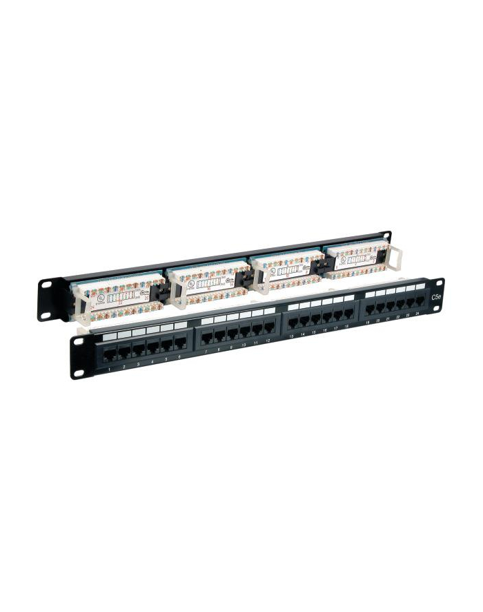 Patch panel EFB-Elektronik 37584.1, 24 porty RJ45 Cat5e UTP, 1U, czarny główny