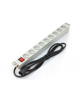 Listwa zasilająca DIGITUS 19'' 9 gniazd 2P+Z, kabel dł. 2m +wtyk C14, wyłącznik