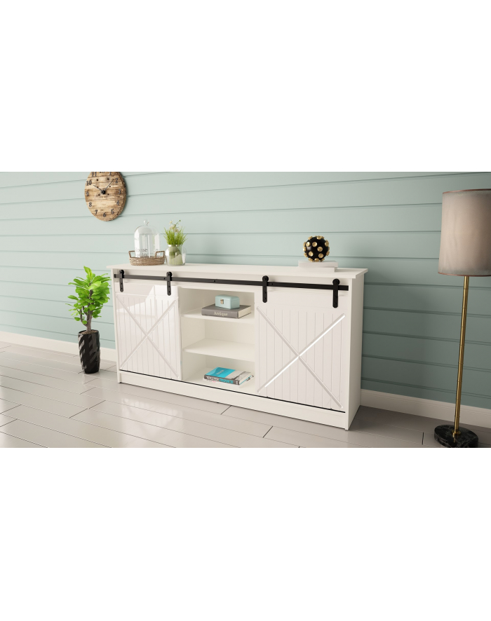 cama meble Komoda 160x80x35 GRANERO biały/biały połysk główny