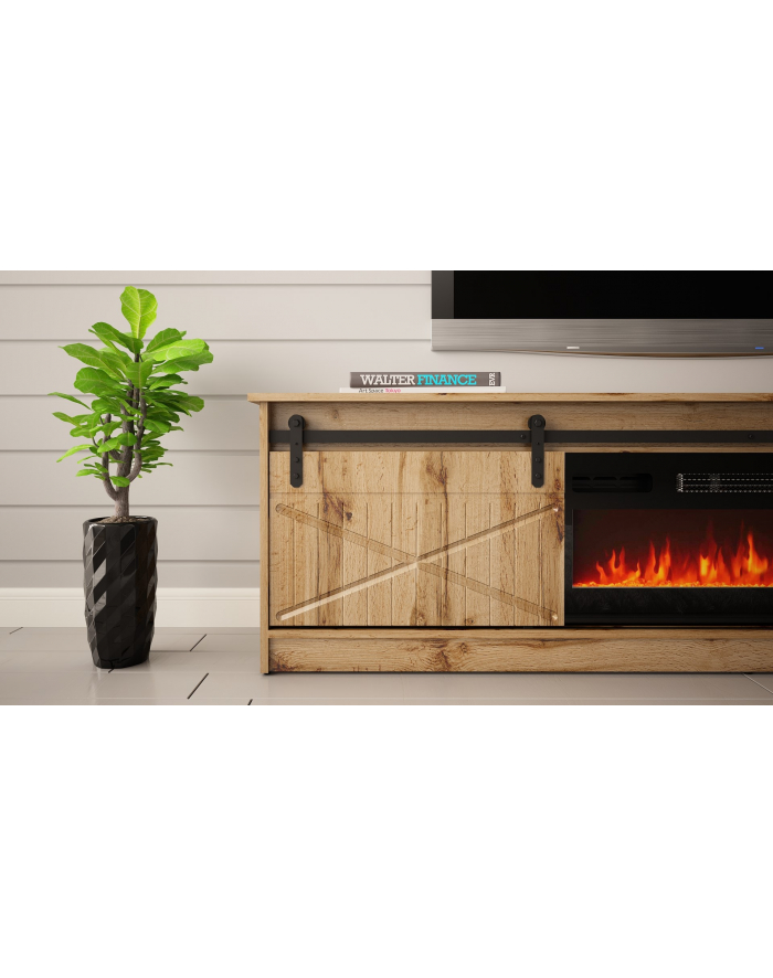 cama meble Szafka RTV GRANERO+kominek 200x56 7x35 dąb wotan główny
