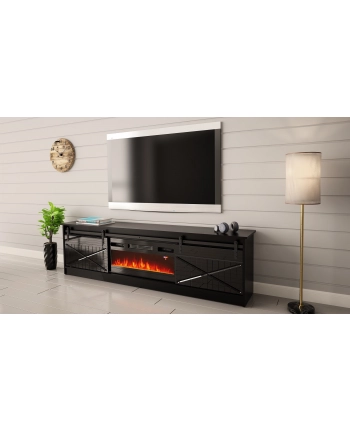 cama meble Szafka RTV GRANERO+kominek 200x56 7x35 czarny/czarny poł nr 1