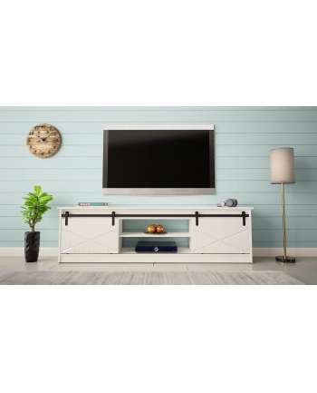 cama meble Szafka RTV GRANERO 200x56 7x35 biały/biały połysk nr 2