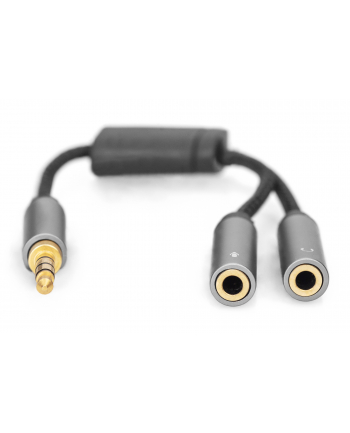 digitus Kabel adapter headset MiniJack 3,5mm/2x 3,5mm MiniJack M/Ż nylon 0,2m