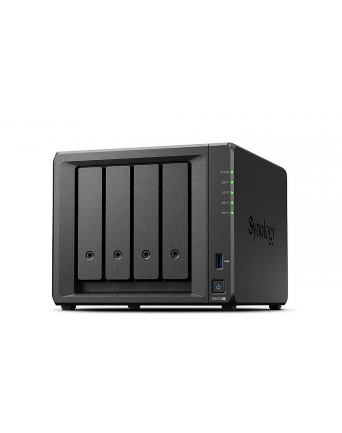 Synology DS923+ 4-bay, AMD Ryzen R1600 2-core 2.6 GHz, 4GB DDR4 RAM ECC, 2x M.2 2280 NVMe SSD, 2xGbE LAN, 2xUSB 3.2, 1xeSATA, PCIe 1 x główny