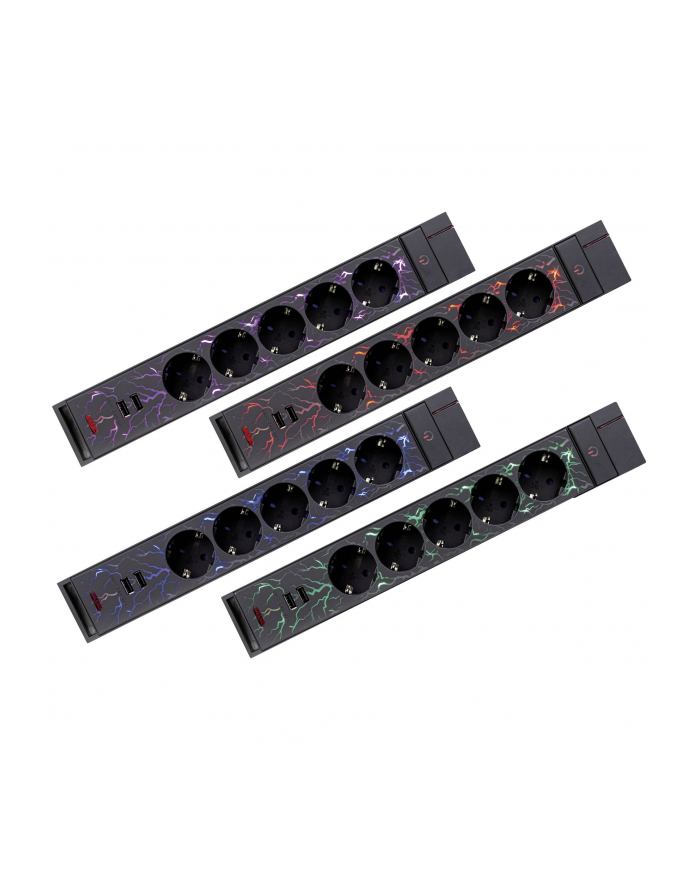 REV GAMER MULTIPLE SOCKET 1,4M 5-FOLD 2XUSB INCL. COLOR SETTING - BIAŁY (0012528512) główny