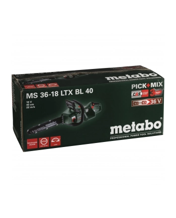 Piła łańcuchowa akumulatorowa Metabo MS 36-18 LTX BL 40 (bez akumulatora i ładowarki) nr 1