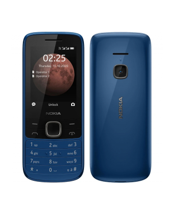 Nokia 225 4G TA-1316 Blue, 2.4 '', TFT, 240 x 320 pixels, 64 MB, 128 MB, Dual SIM, Nano-SIM, 3G, Bluetooth, 5.0, USB version MicroUSB, Built-in camera, Główna kamera (tył) 0.3 MP, 1150 mAh