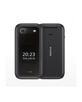 Nokia 2660 Flip Black, 2.8 '', TFT LCD, 240 x 320, Unisoc, T107, Internal RAM 0.048 GB, 0.128 GB, microSDHC, Dual SIM, Główna kamera (tył) 0.3 MP, 1450  mAh