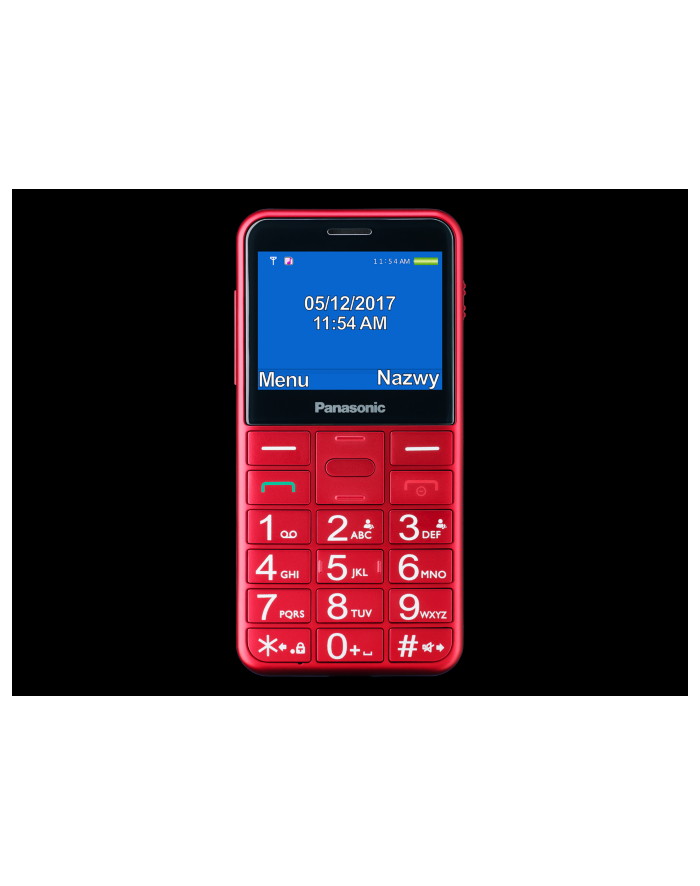 Panasonic KX-TU155EXBN Red, 2.4 '', TFT-LCD, microSD/microSDHC MB, USB version micro USB, Built-in camera, Główna kamera (tył) 0.3 MP, 32 GB główny