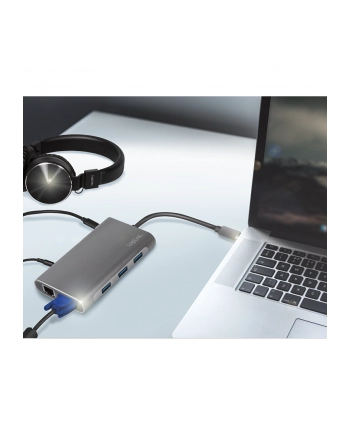 LOGILINK  UA0383 - USB 3.2 (GEN 1) STACJA DOKUJĄCA Z 10 PORTAMI I PD (POWER DELIVERY) 100 W, 1X USB-C (PD) / 3X USB 3.0 / 1X HDMI / 1X VGA / 1X RJ45 / nr 2