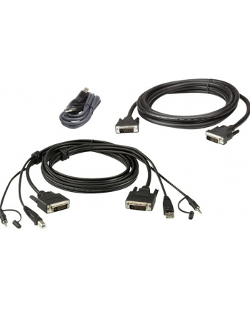 ATEN  KABEL KVM  2L-7D02UDX3, [1X ZŁĄCZE MĘSKIE DVI-D, ZŁĄCZE MĘSKIE USB 2.0 A, ZŁĄCZE MĘSKIE JACK 3,5 MM - 1X ZŁĄCZE MĘSKIE DVI-D, ZŁĄCZE ŻEŃSKIE USB