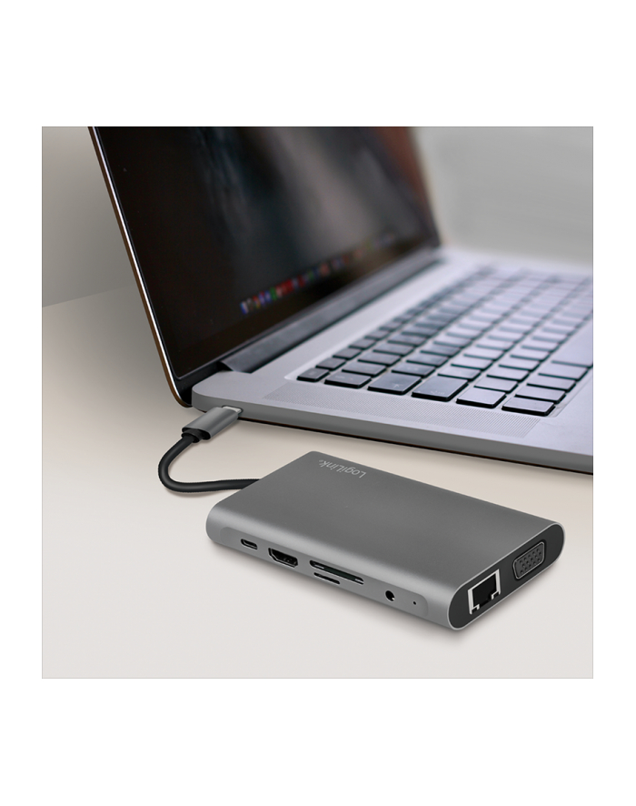 LOGILINK  UA0383 - USB 3.2 (GEN 1) STACJA DOKUJĄCA Z 10 PORTAMI I PD (POWER DELIVERY) 100 W, 1X USB-C (PD) / 3X USB 3.0 / 1X HDMI / 1X VGA / 1X RJ45 / główny