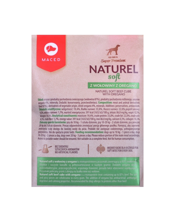 MACED NATUREL SOFT przysmak dla psa z wołowina i oregano - przysmak - 100g główny