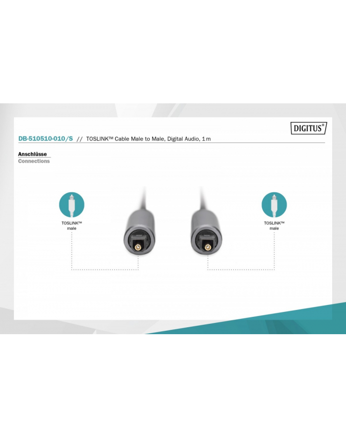 digitus Kabel audio optyczny Toslink 2.2mm/Toslink 2.2mm M/M aluminium, 1m główny