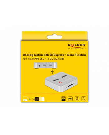 DeLOCK USB 3.0 docking and cloning station M.2 NVMe/M.2 SATA/SD, docking station (M.2 SSD, SD card)