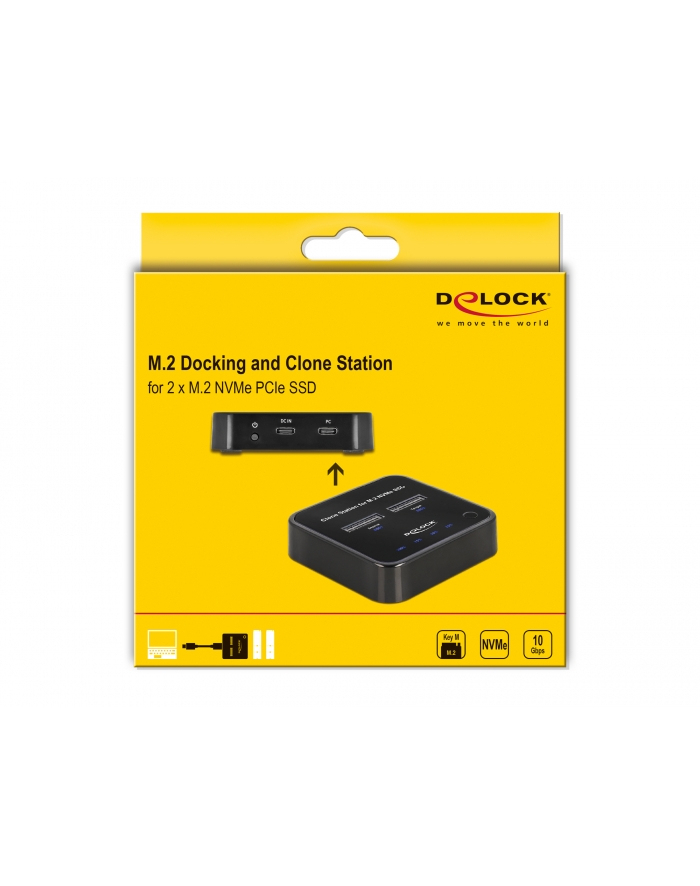 DeLOCK USB 3.0 docking and cloning station 2 x M.2 NVMe, docking station (Kolor: CZARNY, M.2 SSD) główny