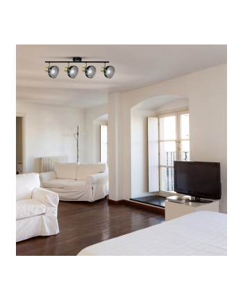 Listwa reflektorowa poczwórna czarno-złota sufitowa ścienna Activejet LISA kinkiet E14 do salonu