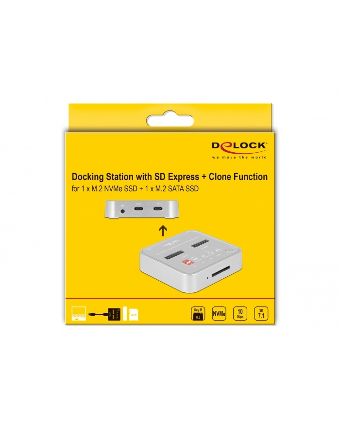 DeLOCK USB 3.0 docking and cloning station M.2 NVMe/M.2 SATA/SD, docking station (M.2 SSD, SD card) główny