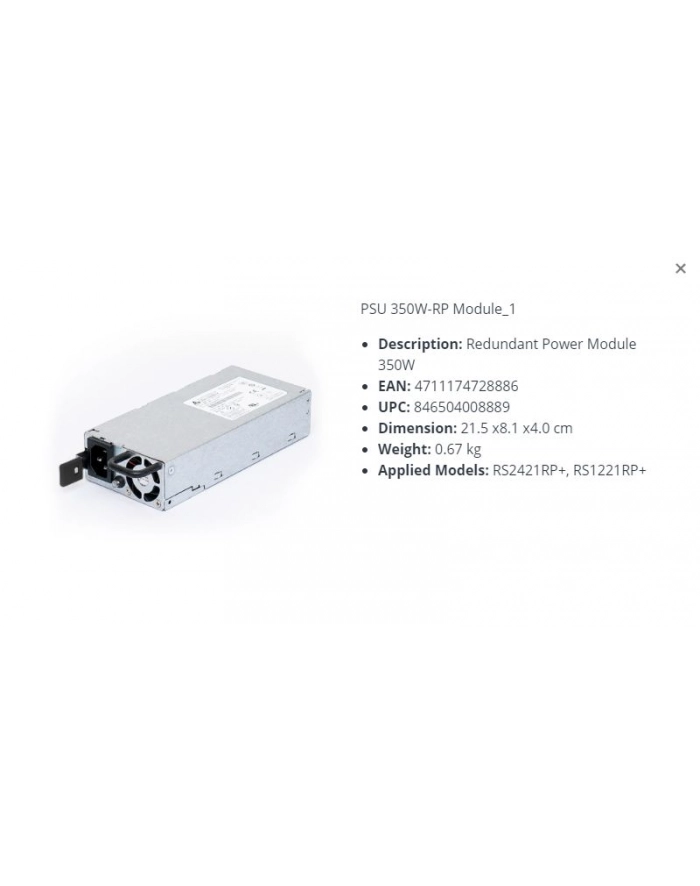 Synology 350W PSU 350W-RP Module_1 (Psu350Wrpmodule_1) główny