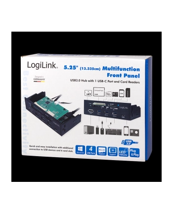 Panel Logilink 5.25'' UA0341 3xUSB 3.0, USB-C, eSata, czytnik kart nr 1