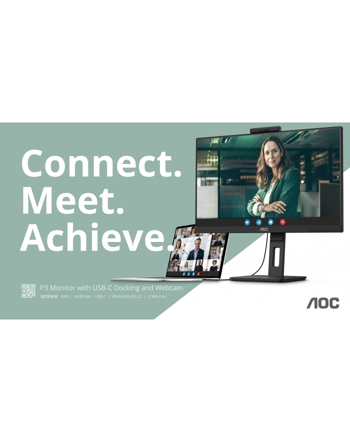 aoc international AOC Q27P3CW 27inch VA TFT 2560x1440 HDMI DP USB Black główny