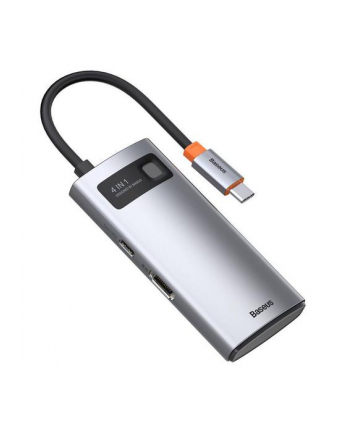 BASEUS  HUB 4W1 METAL GLEAM SERIES, USB-C DO USB 3.0 + USB 2.0 + HDMI + USB-C PD (6953156204621)  (6953156204621)