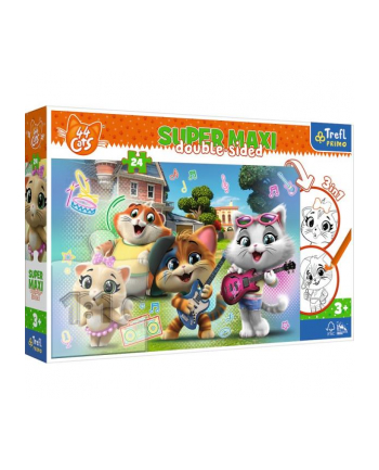Puzzle dwustronne 24 el SUPER MAXI 3w1 Radosne koty Rainbow 44 cats 41011 Trefl