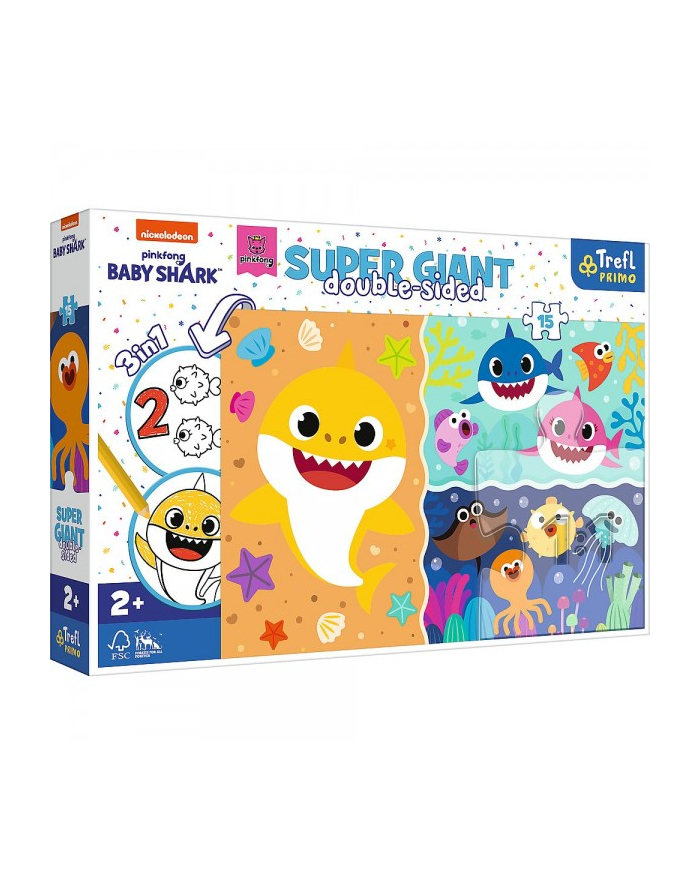 Puzzle dwustronne 15el SUPER GIANT 3w1 Mały rekin / Baby Shark 42004 Trefl główny