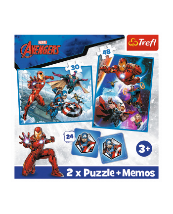 Puzzle 2w1 + memos Avengers Bohaterowie w akcji 93333 Trefl nr 1