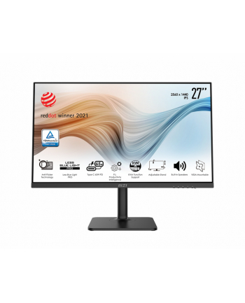 msi Monitor 27 cali Modern MD272QP IPS/WQHD/4ms/75Hz/250nit