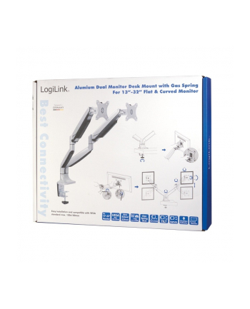 logilink Uchwyt na 2 monitory 13-27 cali, max 2x9kg.