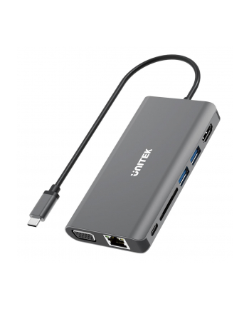 unitek HUB 8-w-1 USB-C 3.1, HDMI, VGA, RJ45, SD, PD 100W, D1019B