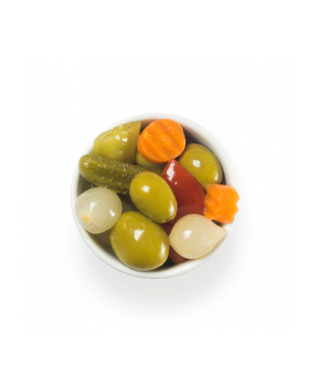 Oliwki MAESTROS ANTOJOS (ALCARRENO) puszka 4,2kg zielone z pestką i warzywami w słodko-słonej marynacie