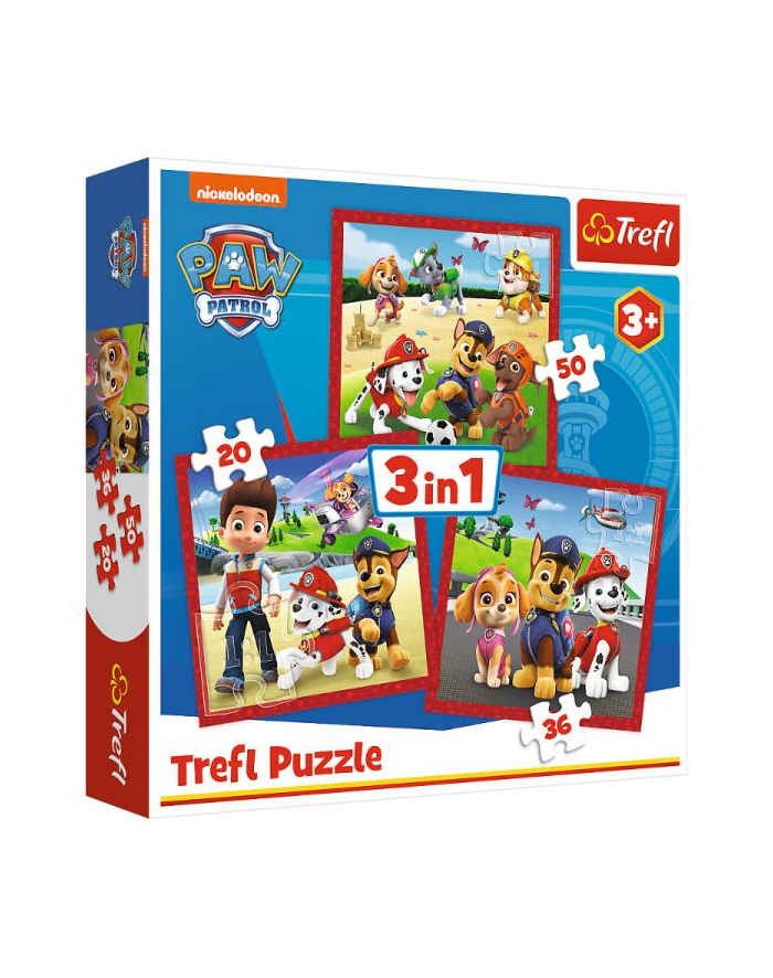 Puzzle 3w1 Wesołe pieski Paw Patrol 34867 Trefl główny
