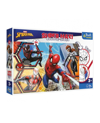 Puzzle dwustronne 24el SUPER MAXI 3w1 Spiderman wyrusza do akcji 41006 Trefl nr 1